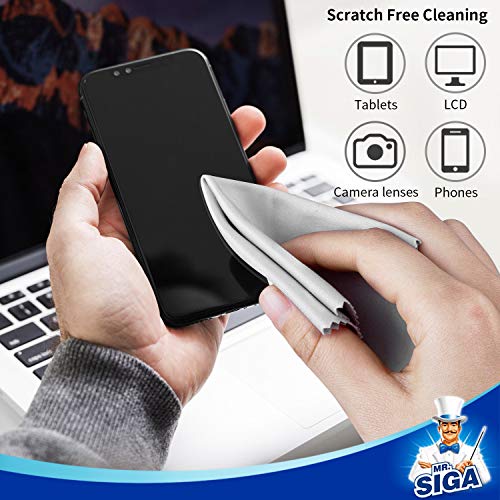 MR.SIGA Premium Microfiber Cleaning Cloths for Lens, Eyeglasses, Screens, Tablets, Glasses, 12 Pack, 6 x 7 inches (15 x 18 cm), Navy/Gray - size: 12 Pack-6 X 7 inch