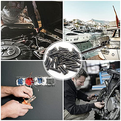 100 Pcs Black Heat Shrink Butt Connectors, 14-12 AWG Marine Grade Heat Shrink Wire Connectors, Tinned Copper, Waterproof Insulated Crimp Butt Splice Automotive Electrical Connectors - size: 14-12 AWG