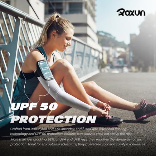 ROXUN Arm Sleeves, Cooling UV Sun Protection Sports Compression for Men/Women - color: 2 Pairs - Purple+pink