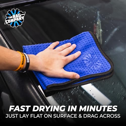 The Rag Company Dry Me A River, Professional Korean 70/30 Blend Microfiber Waffle-Weave Drying & Detailing Towels, Soft Suede Edges, 390 GSM, 16x24 Inches, Royal Blue, 3-Pack - color: Royal Blue, size: 16in x 24in