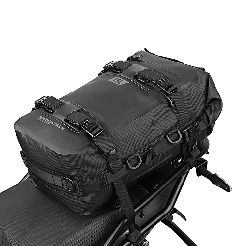 Rhinowalk Motorcycle Tail Bag Motorbike Side Bag 15L Full Waterproof Motor Saddle Pannier Bag Rear Rack Trunk Professional Motor Accessories-Black - color: Black, size: 15L