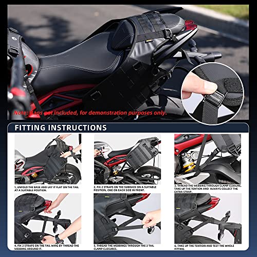 Rhinowalk Motorcycle Saddle Bag/Tail Bag/Seat Bag Universal Saddle Bag Mounting Base - color: Black, size: Rear seat double saddle