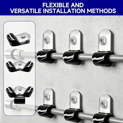 Brake Line Clips 20PCS, 8mm Rubber Coated with 20 Screws (19mm) for 3/16 Inch Tube Hose, Durable Cable Clamps for Automotive Use, Insulated Metal Brake Line Clamp, Secure Hold, Easy Install