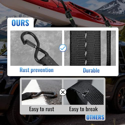 Retractable Ratchet Straps 4 Pack - 1,500 Lbs Break Strength 1 in x 10 Ft Heavy Duty Retractable Ratchet Tie Down Straps with S Hooks Set for Truck, Cargo Van, Trailer, Motorcycle (Black) - color: Black