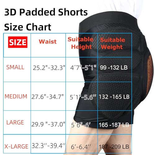 Protective Padded Shorts Crash Pad, PU Hip Butt Pads Impact Gear for Youth Ladies Women, Tailbone Protection Pad for Ski Snowboarding Skating Skateboard - size: Medium