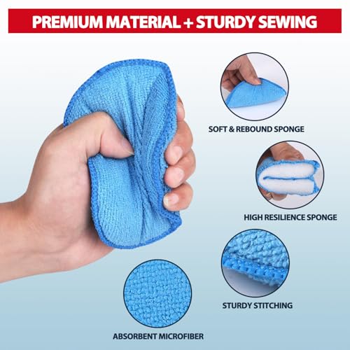 GLIMGLINT Microfiber Wax Applicator Pads, 5 Inch Round Foam Buffing & Detailing Polishing Pads, Reusable Car Wax Applicator for Car Cleaning, Waxing & Fine Polishing, 6 Pack