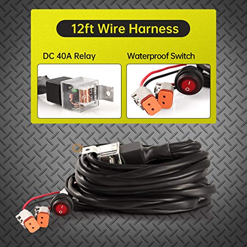 LED Spotlight with Wiring Harness Kit-2Pack,3Inch LED Spot Light for Trucks Atv Utv Motorcycle Fog ligths (80W Spot - Round 3inch)