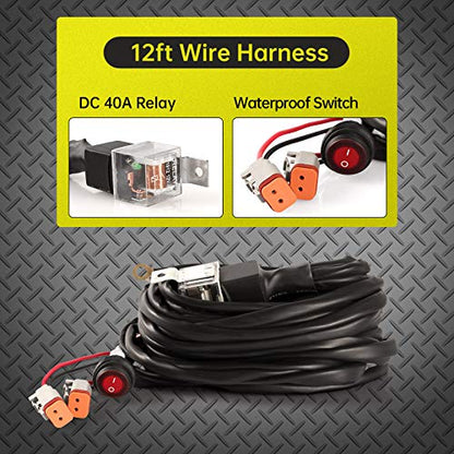 LED Spotlight with Wiring Harness Kit-2Pack,3Inch LED Spot Light for Trucks Atv Utv Motorcycle Fog ligths (80W Spot - Round 3inch)