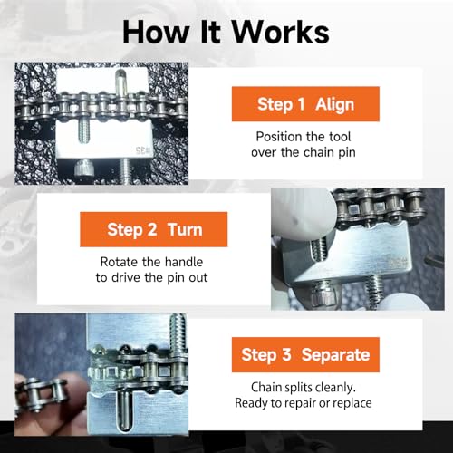 #35 Chain Breaker Tool Motorcycle Replacement for #35 Roller Chain Mini Bike Go Kart Cart ATV Dirt Bike Scooter Quad Bicycle Mountain Electric Bike Parts Silver - color: silver