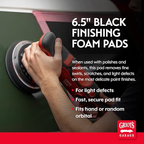 Griot's Garage 6.5" Black Foam Finishing Pads for Car Polishing and Detailing, Buffing Pads for Paint Correction and Sealant Application, 12213, Set of 6 - style: 6.5" (Set of 6)