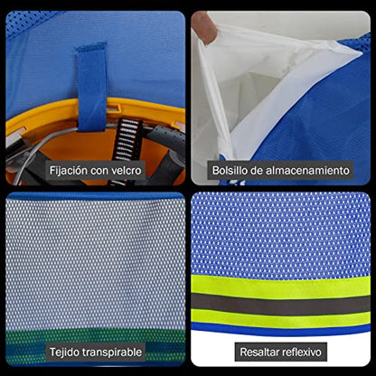 TCCFCCT Hard Hat Sun Shade, 3 Packs, Blue - color: Sun Shade 1+bandana 1+sleeves 1pair Blue