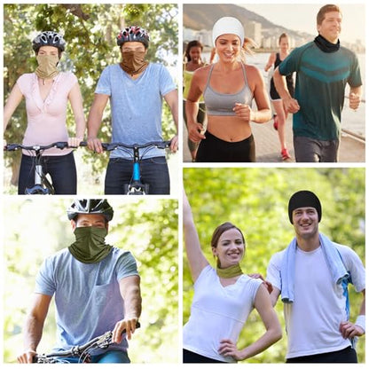 Geyoga 6 Pieces Summer UV Protection Cooling Neck Gaiter Face Clothing Neck Gaiter Mask Scarf Sunscreen Breathable Bandana - color: Khaki