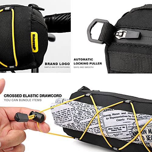 Rhinowalk Bike Handlebar Bag, Bicycle Front Bag Shoulder Bag Storage Bag with Shoulder Strap for Road Mountain Bike Cycling Travel - color: Black+Yellow