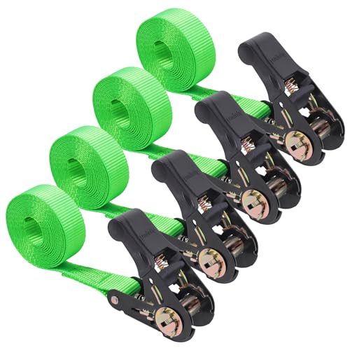 Ayaport Endless Ratchet Strap Ratcheting Tie Down Motorcycle Car Roof Rack Trailer Cargo Straps - size: 1"x8'-4pcs green