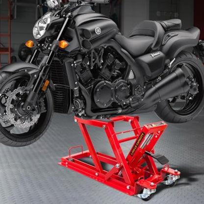 BIG RED 1500 lb Hydraulic Motorcycle Lift Jack: Powersports Lift Jack Stand Table for ATV, Dirt Bike, UTV and Snowmobile - style: Hydraulic motorcycle jack