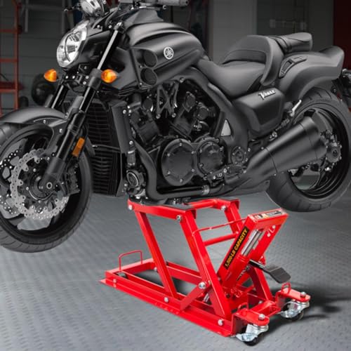 BIG RED 1500 lb Hydraulic Motorcycle Lift Jack: Powersports Lift Jack Stand Table for ATV, Dirt Bike, UTV and Snowmobile - style: Hydraulic motorcycle jack