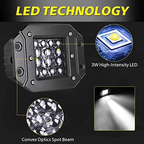 Flush Mount LED Pods, 2pcs 84W Flush Mount LED Bumper Fog Lights Spot Beam Backup Reverse Lights Off Road Driving Light for Trucks Pickup UTV ATV Boat - color: White Flush