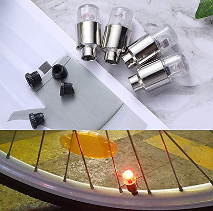 4 Pack LED Valve Stem Caps Lights for Car Tires Bike Truck Golf Cart Wheel Assemblies Light up Air Neon Bicycle Motorcycle Tyre for Kids Men Women(Red) - color: 4-Red