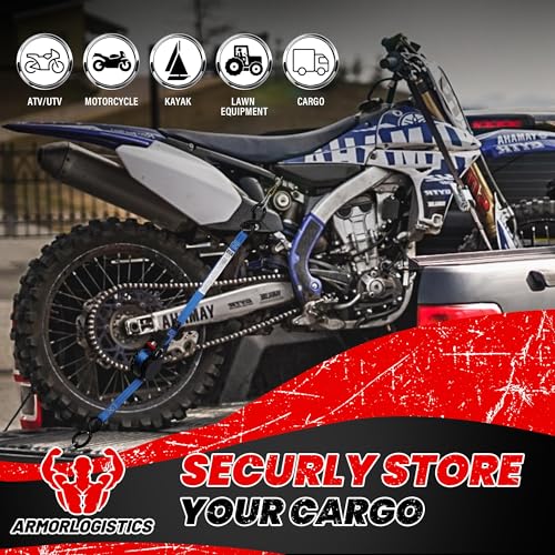 Retractable Ratchet Straps 4 Pack, 1 in x 12 FT Auto Ratchet Straps for Motorcycle, Kayak and Trucks, Breaking Strength 1,500LBS/500LBS Working Load Limit Blue - color: Blue