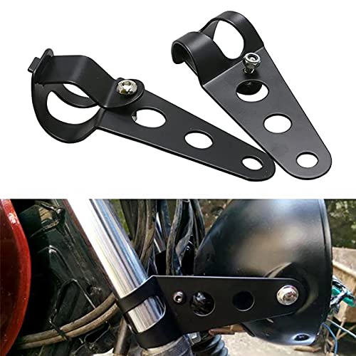 ANKIA Universal 33mm-43mm Metal Motorcycle Modified Headlight Mount Brackets Clamp Fork Ear for Motorcycle Chopper Cafe Racer (Black) - color: Black