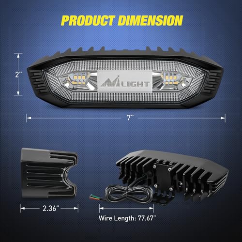 Nilight UTV LED Chase Brake Light Universal 1.75”-2.0” Roll Bar Mount Running Strobe Reverse Cargo Lights for ATV Can-Am Polaris RZR Dune Buggy Golf Cart Boat - color: UTV LED Chase Brake Light 1PCS