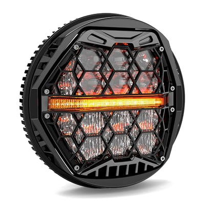 DOT Approved 5-3/4" 5.75 Inch LED Headlight with Amber DRL Compatible with Dyna Street Bob Super Wide Glide Low Rider Night Rod Train Softail Deuce Custom Sportster Iron 883,Black - color: Black, size: 5.75 inch