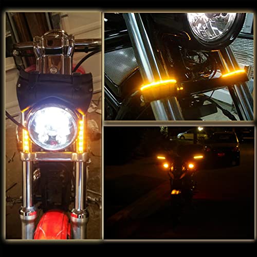 Universal 2pc 4in Motorcycle LED Turn Signal Light Amber LED Strip Light Bar for Motorcycle Car Scooter ATV UTV Golf cart Front Rear Turning Indicator Lights Blinker Tail Running Light