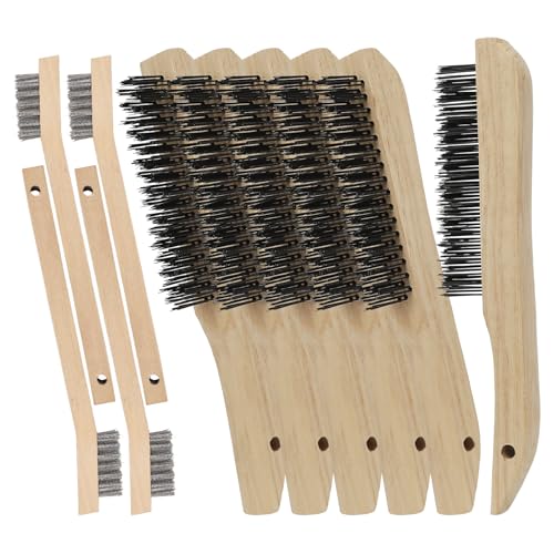 VASTOOLS Wire Brushes Set.for Cleaning Welding Slag, Rust and Dust.10 Heavy Duty Carbon Steel Shoe Handle Wire Scratch Brushes 6pcs, 8" Stainless Steel Toothbrush 4pcs - style: 10"-8"