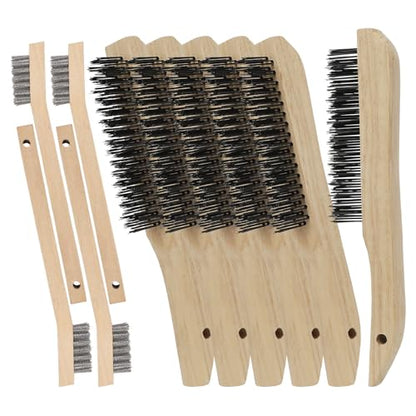 VASTOOLS Wire Brushes Set.for Cleaning Welding Slag, Rust and Dust.10 Heavy Duty Carbon Steel Shoe Handle Wire Scratch Brushes 6pcs, 8" Stainless Steel Toothbrush 4pcs - style: 10"-8"