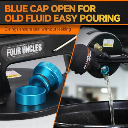 FOUR UNCLES Brake Bleeder Vacuum Pump Kit - Pneumatic Brake Fluid Extractor with 1L Refilling Bottle for Brake Fluid Bleeding, One-Person Operation - size: 2L