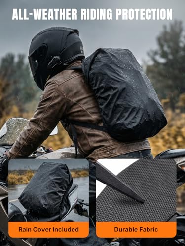 Oumurs Reflective Backpack 1800D Water-resistant Oxford Cloth Backpack Laptop Backpack for Motorcycle, Travel, Cycling, Work, Sport, Hiking, Gym, Black