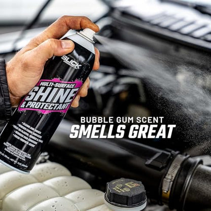 Slick Products Shine & Protectant Spray 17.35 FL OZ. - High Gloss Clear Coating Renew Vinyl, Plastic, Rubber, Trim, Tire, Car, Truck, Motorcycle, Dirt Bike (4-Pack) - size: 17.35 Fl Oz (Pack of 4)