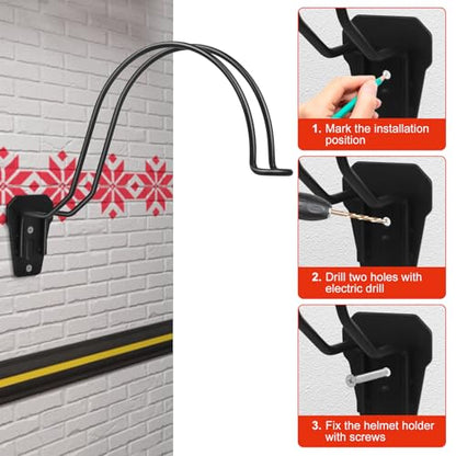 TVKB Motorcycle Helmet Holder Wall Mount Multifunctional Metal Hanger Rack Motorcycle Accessories for Hats Mask Garage 2pack
