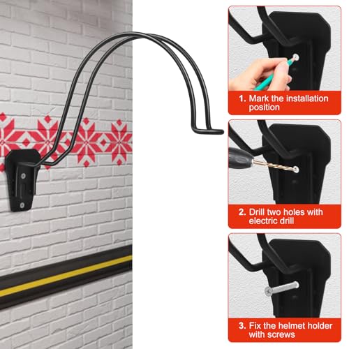 TVKB Motorcycle Helmet Holder Wall Mount Multifunctional Metal Hanger Rack Motorcycle Accessories for Hats Mask Garage 4pack