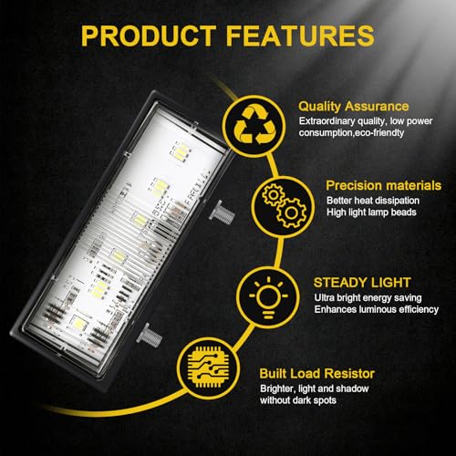 2Pcs LED License Plate Lights, 10V/30V Submersible 6 SMD Car Rear License Plate Lamps for Car, Trailer, Lorry, Caravan, Boat, Vehicle or Truck DOT SAE Compliant, ABS Housing - color: YN-706
