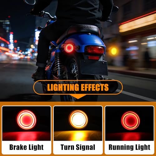 DREAMIZER Motorcycle Led Turn Signal Lights 2x, Bullet Blinker Motorcycle Rear Turn Signal Light Compatible with Harley Honda Yamaha Kawasaki (Black/Yellow Red Light) - color: B-Rear/Black shell + yellow-red light
