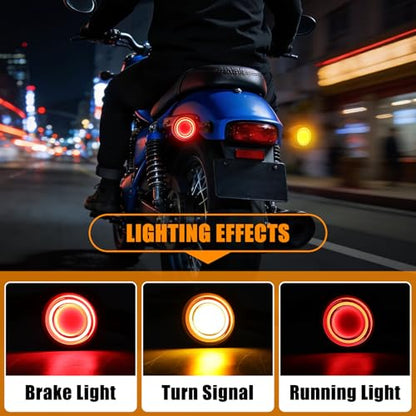 DREAMIZER Motorcycle Led Turn Signal Lights 2x, Bullet Blinker Motorcycle Rear Turn Signal Light Compatible with Harley Honda Yamaha Kawasaki (Black/Yellow Red Light) - color: B-Rear/Black shell + yellow-red light
