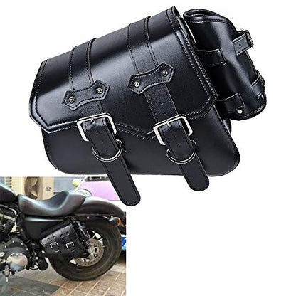 1 Pair PU Leather Solo Saddlebag Swing Arm Left Right Side Pannier Storage Compatible with Harley Sportster XL883 XL1200 (Black) - size: Left & Right with Side Storage