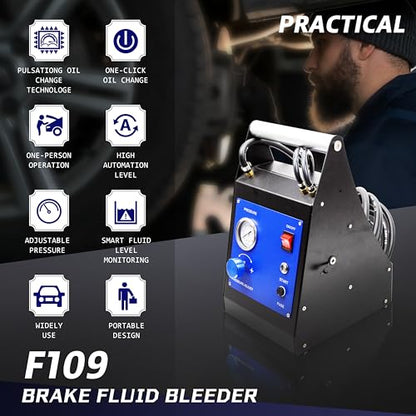 Electric Motive Power Brake Pressure Bleeder Kit, 4-Wheel Simultaneous Smart Pulse Fluid Oil Exchanger, DC 12V /AC 110V Pneumatic Automotive Machine for All Vehicles One-Person Operation - size: 14PCS Kit