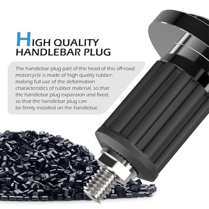 2 PCS Motorcycle Bar End Plug, Aluminum Alloy Handlebar Grip End Caps for Electric Car Scooters, Off-Road Motorcycles (Black) - color: Black