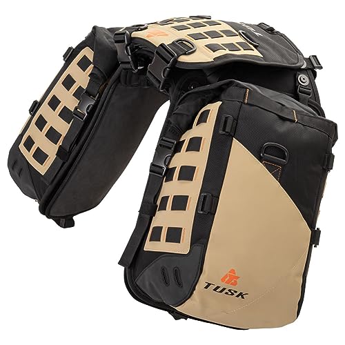 TUSK Highland X2 Rackless Luggage System Base System Compatible with KTM/Husky 690-701 Heat Shield Black/Tan - color: Black/Tan, size: Base System, style: Ktm/Husky 690-701 Heat Shield