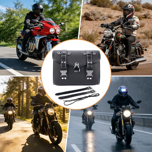 Fully Upgraded Motorcycle Bag With Password Lock,Anti-Theft,Thickened Pu Leather,Multi-Purpose Tail Bag/Motorcycle Tool Bag/Saddle Bag,Universal Black - color: Black