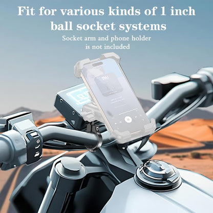 1" Aluminium Ball Mount Adapter, Ball Base Fits to Handlebar Diameter 0.86"-1.26" Rearview Mirror Pole and Bike Handlebar, Compatible with RAM Mounts Ball Sockets in 1 inch Socket (1pc)
