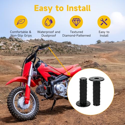 HIAORS 7/8" Handlebar Handle Grips Compatible with 50cc 70cc 125cc 150cc CRF50 XR50 CRF70 CRF125 TTR90 TTR110 TTR125 PW80 KLX250 SSR125 TaoTao Apollo Pit Dirt Bikes Motocross Motorcycles Parts Black - color: black