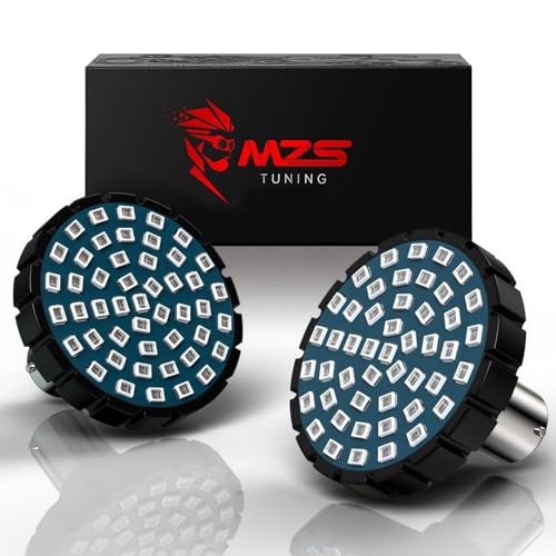 MZS 1156 Rear Motorcycle LED Turn Signals, Red Upgraded LED Beads 2" Bullet Style Single Contact Compatible For Most Family Motorcycles-Pack of 2 - color: Red, size: 1156 Rear Turn Signal Bulbs
