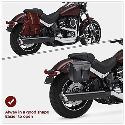 KEMIMOTO Motorcycle Saddlebags Throw Over Saddle bags Small Size Panniers 15L Side Luggage Saddlebags for Motorcycle Universal Sportster Softail Dyna Road King Rebel Synthetic Leather - style: Without Lock