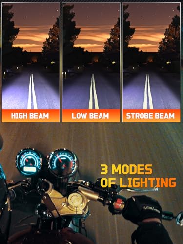 Motorcycle LED Fog Lights U7 Spotlight with High Low Strobe Beam Halo Rings White Central with U7 LED Running DRL Switches Clamps Universal Spotlights Driving Lights 2 Packs (White) - color: White