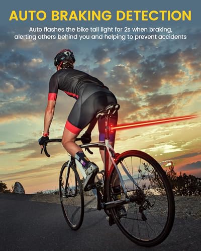 RAVEMEN TR150/TR250 Bike Tail Light, 280° Visible Bike Rear Light with Brake Detection and Auto On Off Feature, 3 Mounting Options - style: Tr250