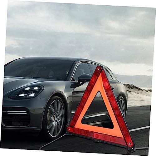 Homoyoyo 1Pc Reflective Triangle Kit Emergency Warning Sign for Roadside Collapsible Design Stable Base Essential Vehicle Safety Equipment Red