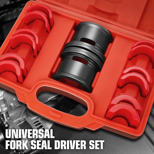 DNA MOTORING 14pcs Motorcycle Fork Seal Driver Set, Universal Fork Seal Driver Tool Kit on 35mm - 50mm, 35mm 36mm 40mm 41mm 42mm 43mm 45mm 46mm 47mm 48mm 49mm 50mm, TOOLS-00772